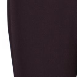 Pre Owned Lanvin Burgundy Wide Leg Silk Trousers M