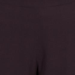 Pre Owned Lanvin Burgundy Wide Leg Silk Trousers M