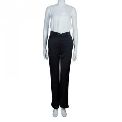 Pre Owned Lanvin Black Bow Detail Wide Leg Trousers S