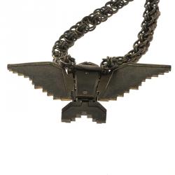 Lanvin Brown Crystal Embellished Eagle Gold Tone & Fabric Necklace