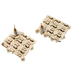 Pre Owned Lanvin 'Chain Lumiere' Crystal honeycomb Gold Tone Stud Earrings