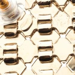 Pre Owned Lanvin 'Chain Lumiere' Crystal honeycomb Gold Tone Stud Earrings