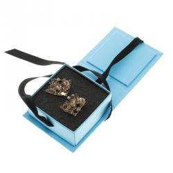 Pre Owned Lanvin 'Chain Lumiere' Crystal honeycomb Gold Tone Stud Earrings