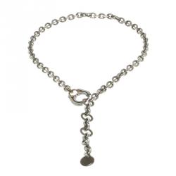 Lanvin Silver Tone Chain Link Necklace