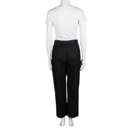 Pre Owned Lanvin Black Cotton Waist Tie Detail Trousers L