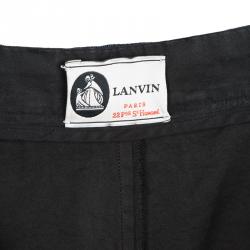 Pre Owned Lanvin Black Cotton Waist Tie Detail Trousers L
