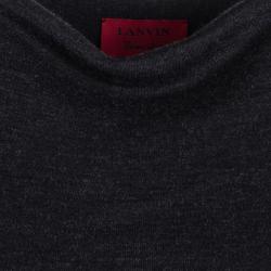 Pre Owned Lanvin Dark Grey Wool Zip Detail Long Sleeve Maxi Dress S