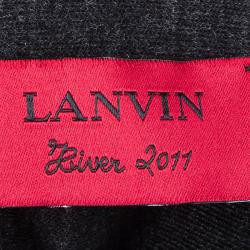 Pre Owned Lanvin Dark Grey Wool Zip Detail Long Sleeve Maxi Dress S