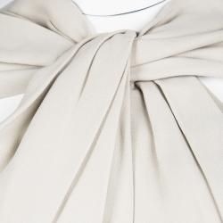 Pre Owned Lanvin Beige and Black Knotted Back Detail Draped Front Dress M