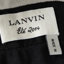 Pre Owned Lanvin Beige and Black Knotted Back Detail Draped Front Dress M