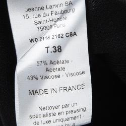 Pre Owned Lanvin Beige and Black Knotted Back Detail Draped Front Dress M