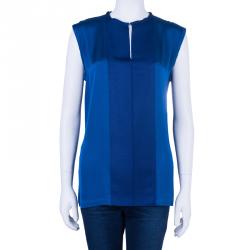 Pre Owned Lanvin Navy Grossgrain Slit-Front Top M