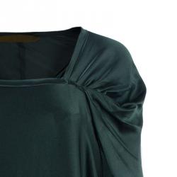 Pre Owned Lanvin Dark Green Silk Dress M