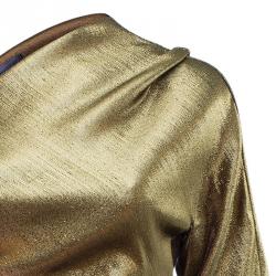 Pre Owned Lanvin Gold Lame One-Shoulder Dress S