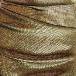 Pre Owned Lanvin Gold Lame One-Shoulder Dress S