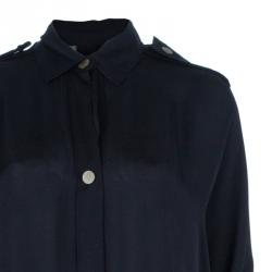 Pre Owned Lanvin Black Button Down Maxi Shirt Dress OS