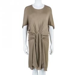 Pre Owned Lanvin Khaki Gathered Short Dress XS