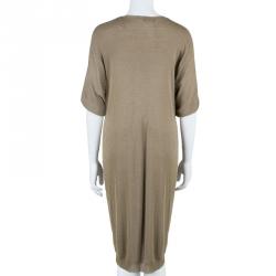 Pre Owned Lanvin Khaki Gathered Short Dress XS