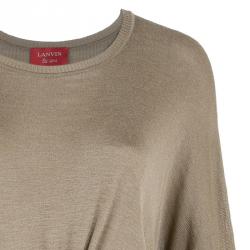 Pre Owned Lanvin Khaki Gathered Short Dress XS