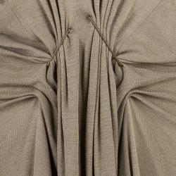 Pre Owned Lanvin Khaki Gathered Short Dress XS