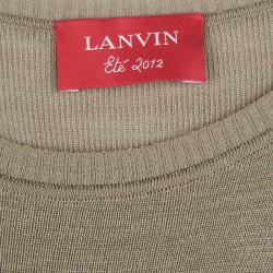 Pre Owned Lanvin Khaki Gathered Short Dress XS