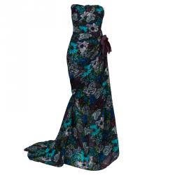 Lanvin Multicolor Floral Print Gown L
