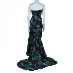 Lanvin Multicolor Floral Print Gown L