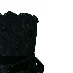 Pre Owned Lanvin Black Lace Strapless Gown M