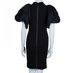 Pre Owned Lanvin Grey Rib Knit Wool Dress M
