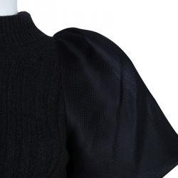 Pre Owned Lanvin Grey Rib Knit Wool Dress M