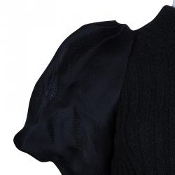 Pre Owned Lanvin Grey Rib Knit Wool Dress M