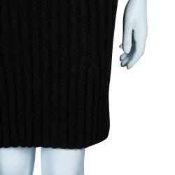 Pre Owned Lanvin Grey Rib Knit Wool Dress M