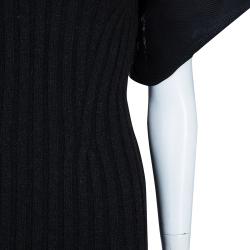 Pre Owned Lanvin Grey Rib Knit Wool Dress M