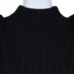 Pre Owned Lanvin Grey Rib Knit Wool Dress M