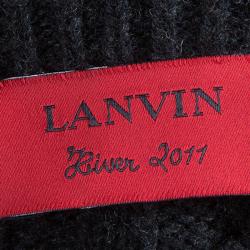 Pre Owned Lanvin Grey Rib Knit Wool Dress M