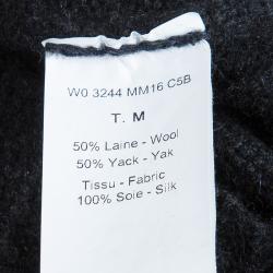 Pre Owned Lanvin Grey Rib Knit Wool Dress M