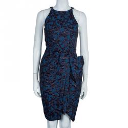 Pre Owned Lanvin Blue Brocade Dress M