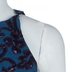 Pre Owned Lanvin Blue Brocade Dress M