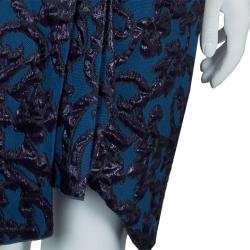 Pre Owned Lanvin Blue Brocade Dress M