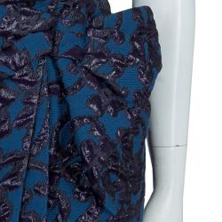 Pre Owned Lanvin Blue Brocade Dress M
