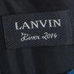 Pre Owned Lanvin Blue Brocade Dress M