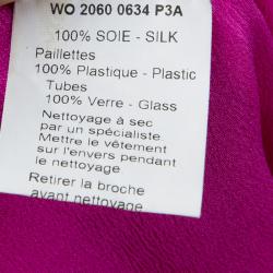 Pre Owned Lanvin Pink Sequin Floral Brooch Detail Strapless Belted Silk Dress  M