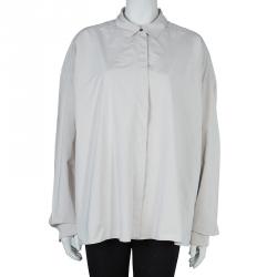 Pre Owned Lanvin Pale Grey Long Sleeve Button Down Oversized Shirt M