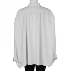 Pre Owned Lanvin Pale Grey Long Sleeve Button Down Oversized Shirt M