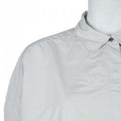 Pre Owned Lanvin Pale Grey Long Sleeve Button Down Oversized Shirt M
