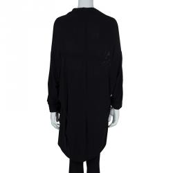 Pre Owned Lanvin Black Knit Tassel Waist Tie Detail Wrap Blouse M
