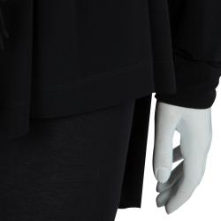 Pre Owned Lanvin Black Knit Tassel Waist Tie Detail Wrap Blouse M