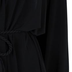Pre Owned Lanvin Black Knit Tassel Waist Tie Detail Wrap Blouse M