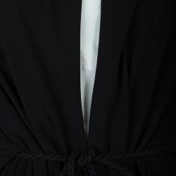 Pre Owned Lanvin Black Knit Tassel Waist Tie Detail Wrap Blouse M