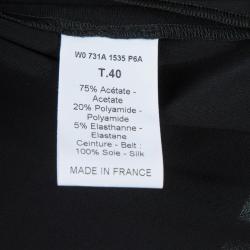 Pre Owned Lanvin Black Knit Tassel Waist Tie Detail Wrap Blouse M